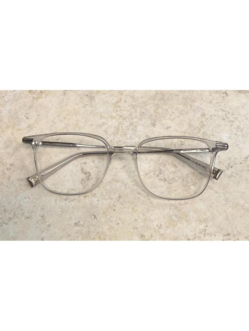 John Varvatos Eyeglasses Frames V414 SMOKE Clear Silver Rectangle 52-19-145